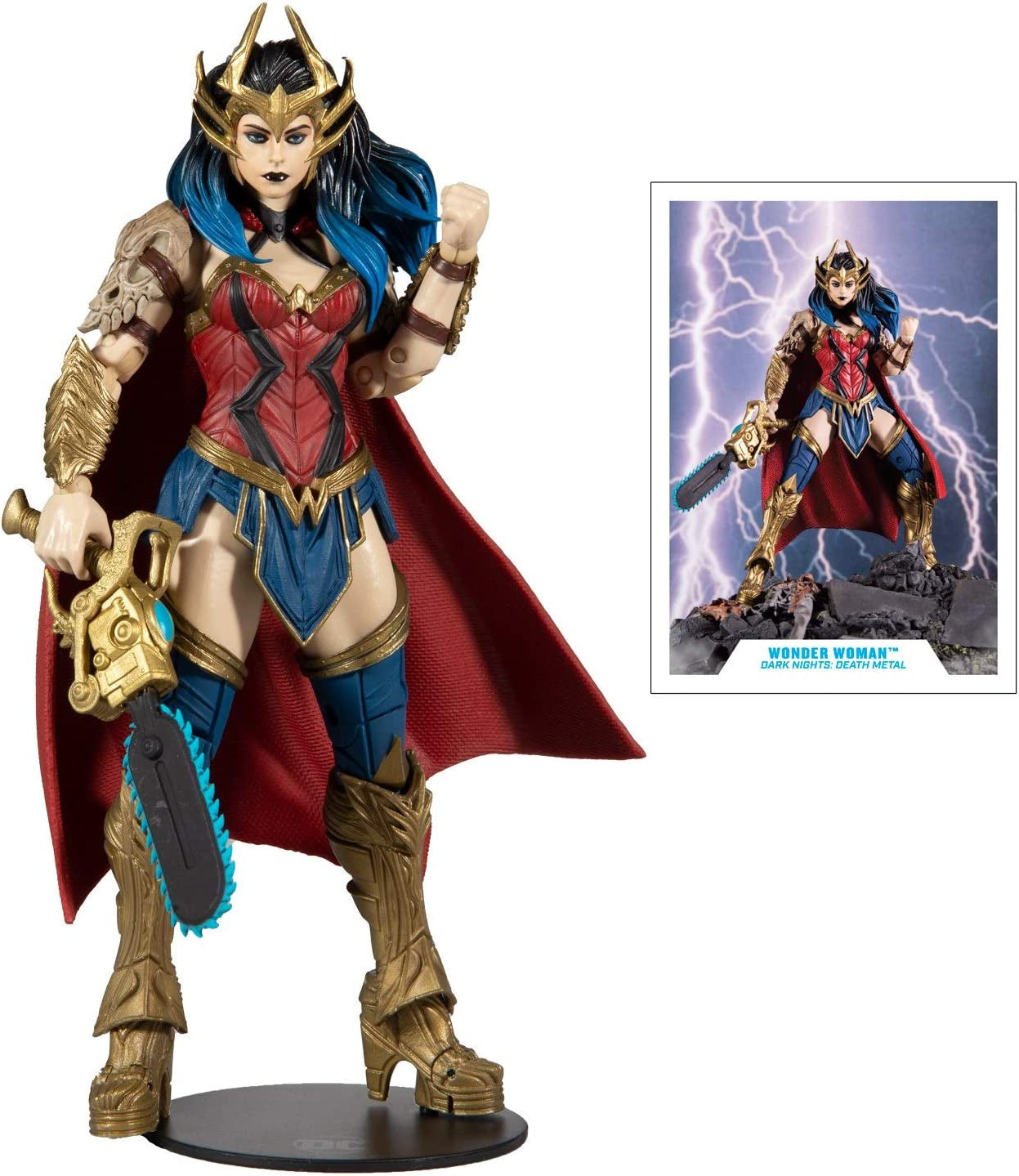 - DC Multiverse Dark Nights: Death Metal Wonder Woman 7" Action Figure with Build-A ‘Darkfather’ Parts and Accessories
