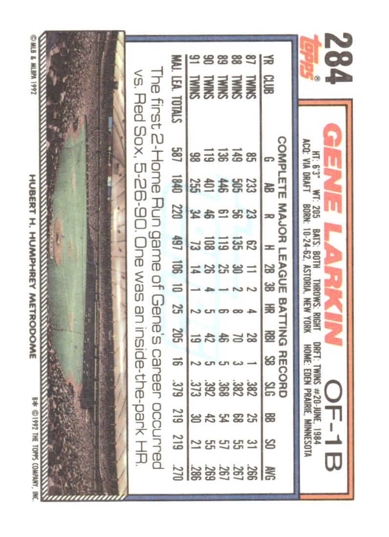 1992 Topps #284 Gene Larkin