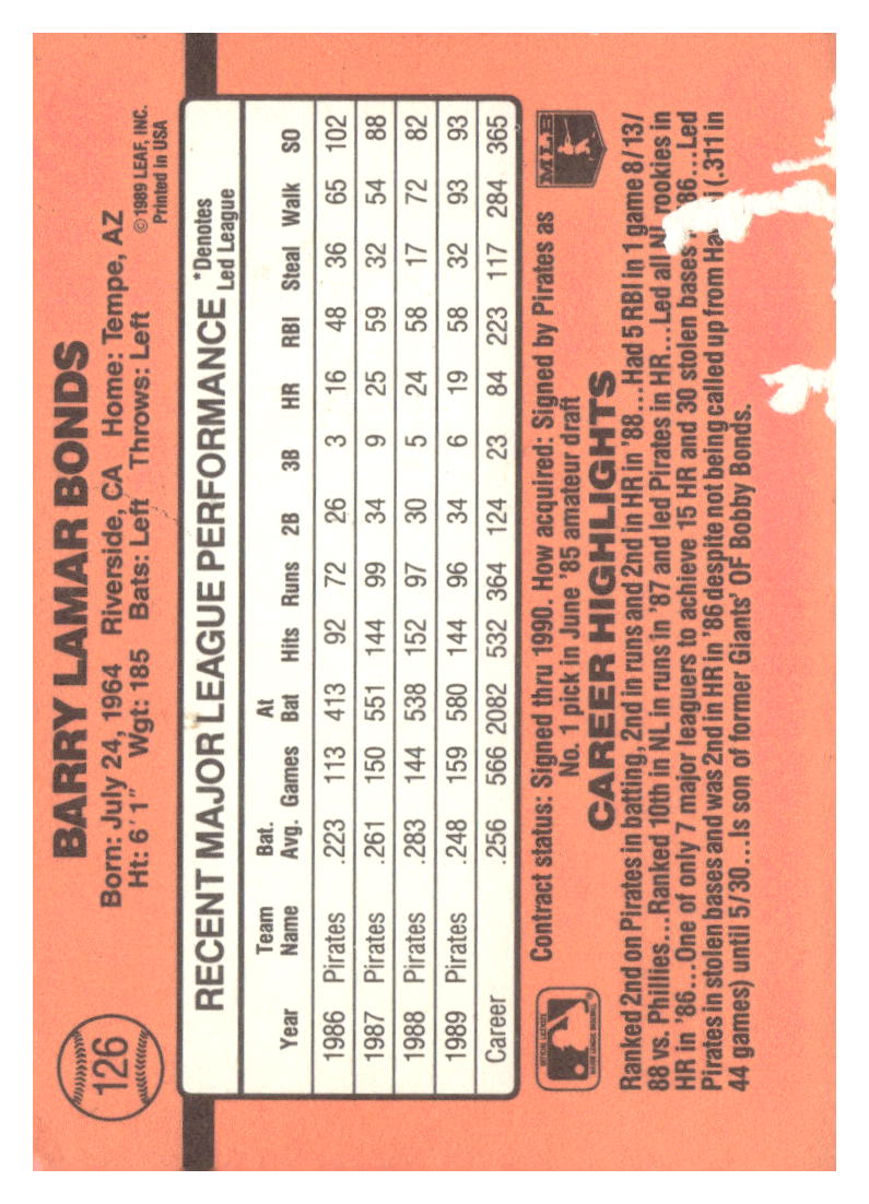 1990 Donruss #126 Barry Bonds