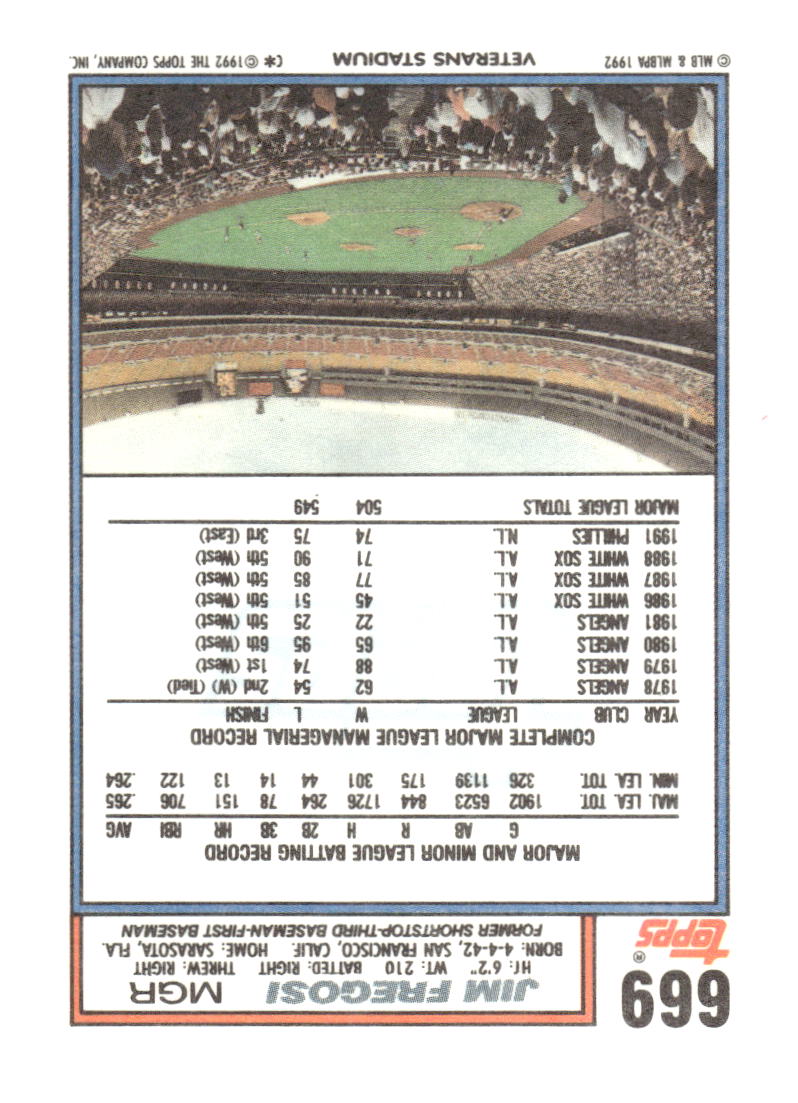 1992 Topps #669 Jim Fregosi