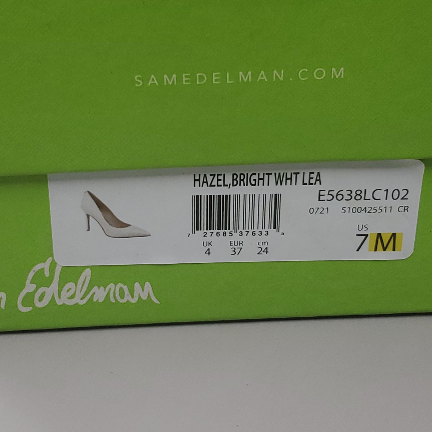 SAM EDELMAN Hazel High Heel Leather Shoes Women's Sz 7 Bright White E5638LC102 (New)
