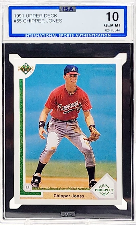 1991 Upper Deck Chipper Jones Rookie Card #55 Graded ISA Gem 10