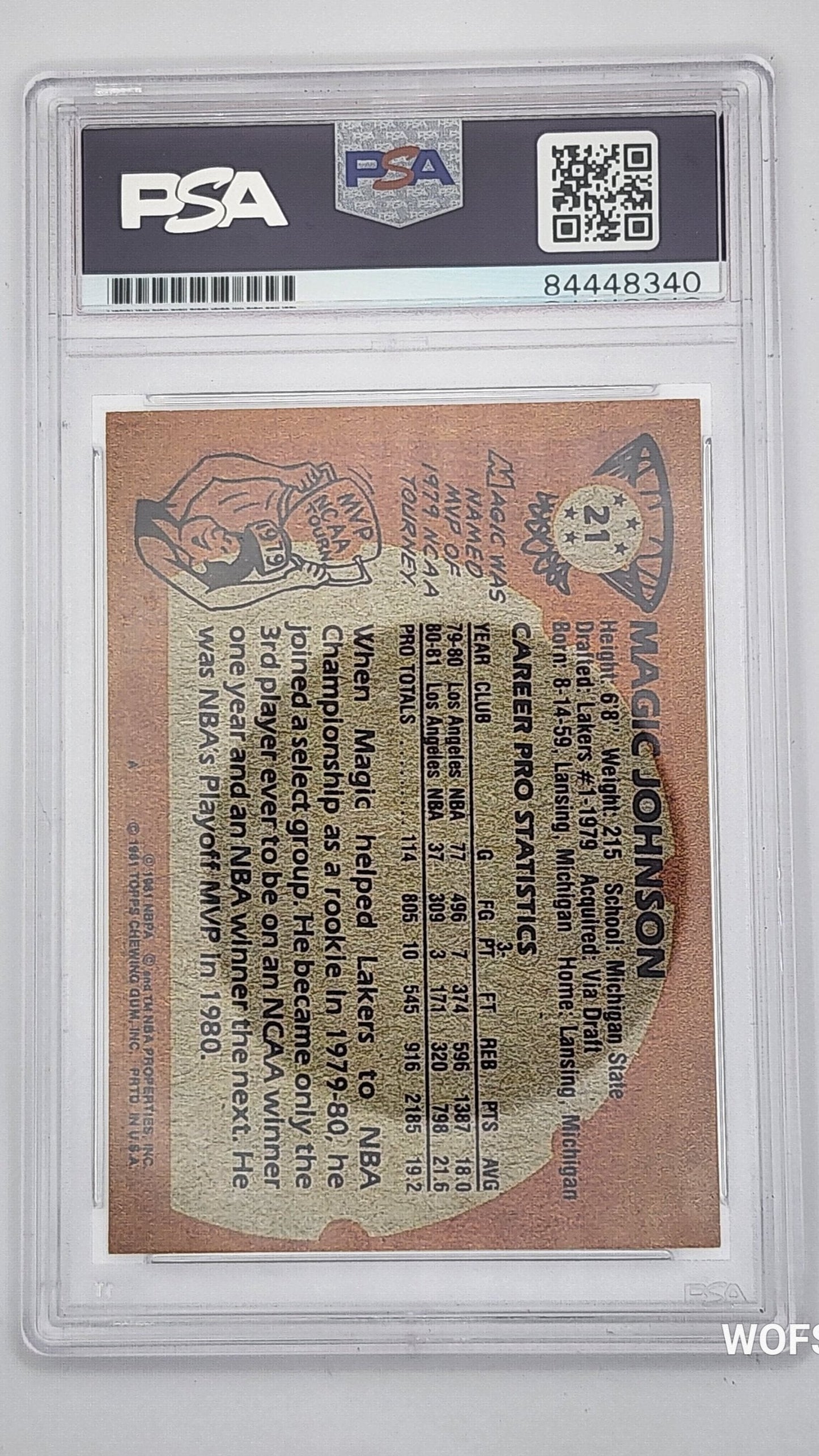 1981 Topps Magic Johnson Auto #21 PSA Auto Authentic