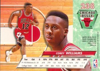1992-93 Fleer Ultra Corey Williams RC #238 Chicago Bulls
