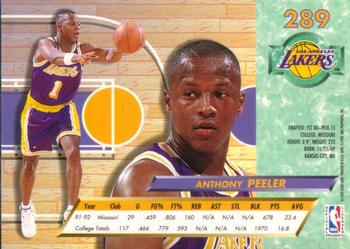 1992-93 Fleer Ultra Anthony Peeler RC #289 Los Angeles Lakers