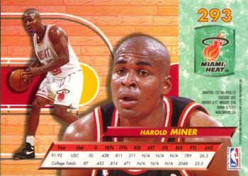 1992-93 Fleer Ultra Harold Miner RC #293 Miami Heat