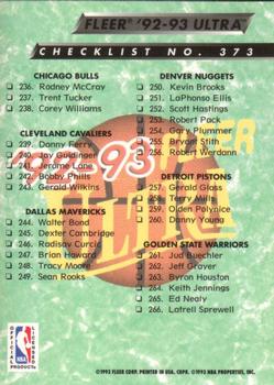 1992-93 Fleer Ultra Checklist: 201-266 CL #373