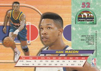 1992-93 Fleer Ultra Mark Macon #52 Denver Nuggets