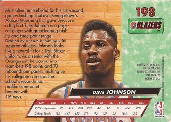 1992-93 Fleer Ultra Dave Johnson DPK, RC #198 Portland Trail Blazers