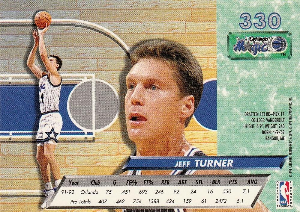1992-93 Fleer Ultra Jeff Turner  #330 Orlando Magic