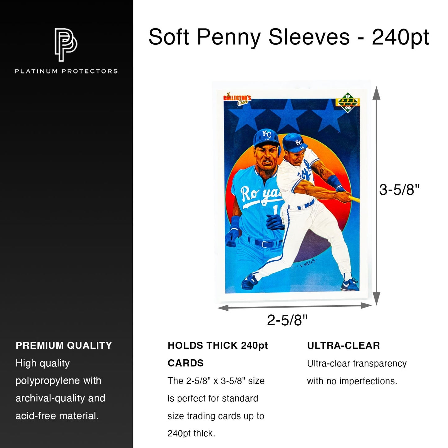 Platinum Protectors Soft Penny Sleeves for Thick Cards 240pt - 100 Pack
