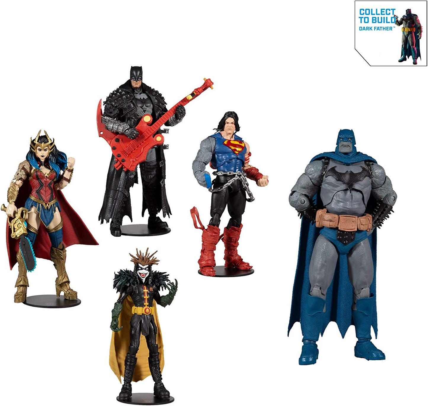 - DC Multiverse Dark Nights: Death Metal Wonder Woman 7" Action Figure with Build-A ‘Darkfather’ Parts and Accessories