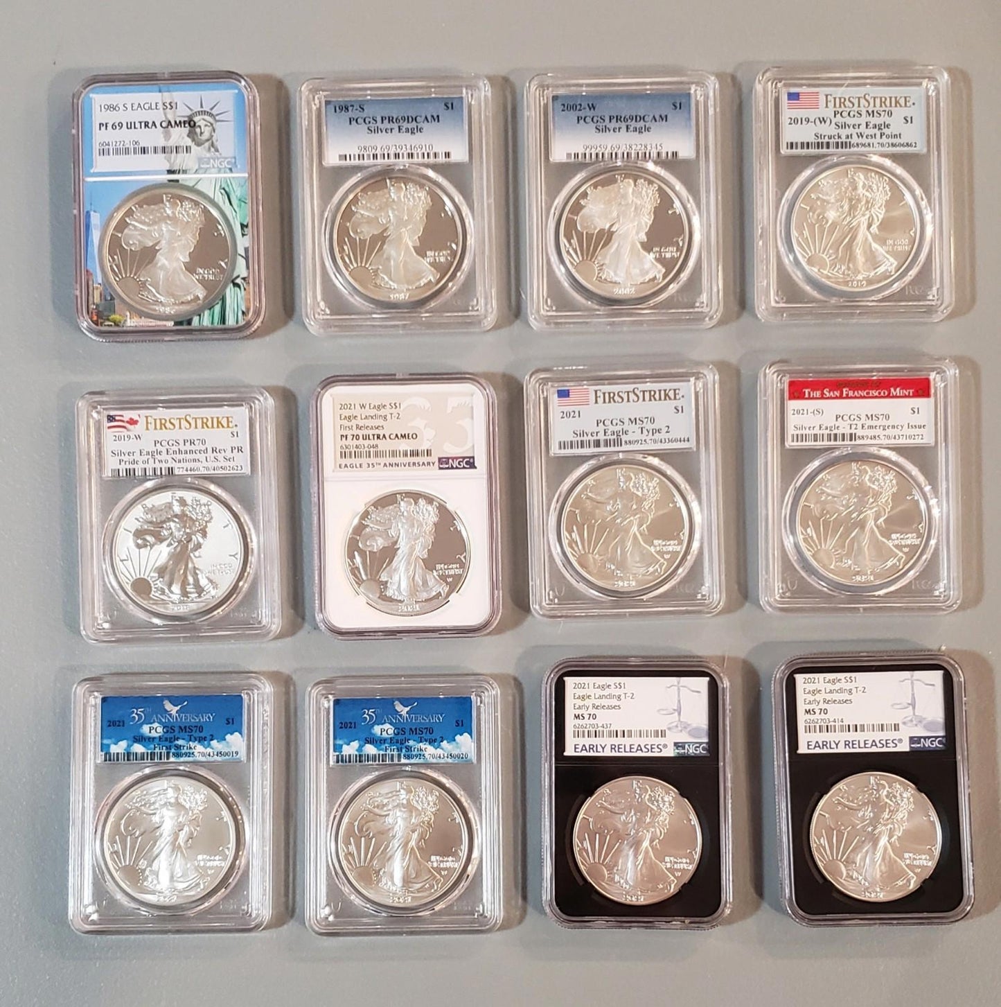 Silver Eagle Coins: High Grade- Lot of (39)