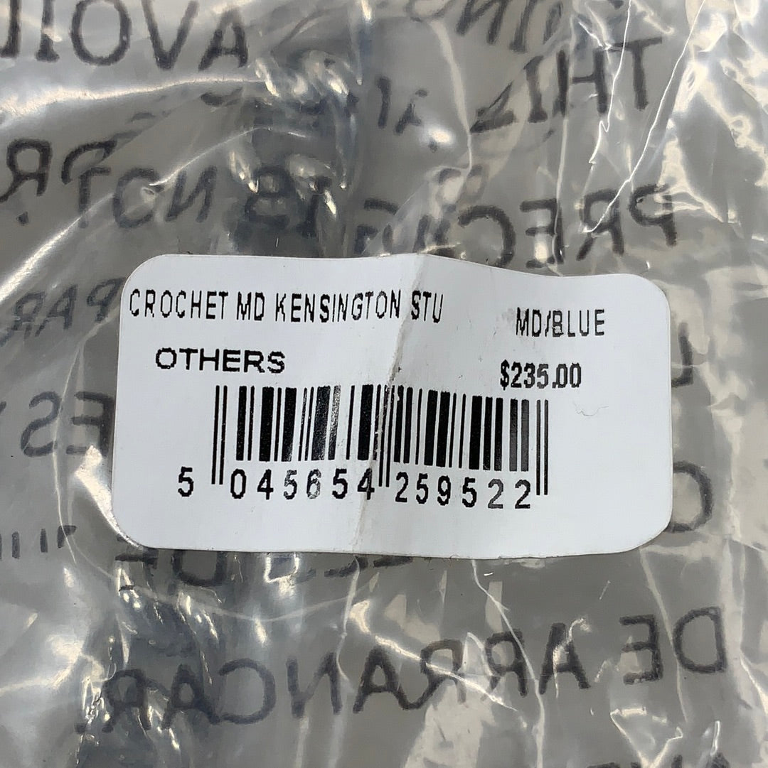 KURT GEIGER Kensington Fabric Crochet MD Stud 8" x 6" Mid Blue 5045654259522 New