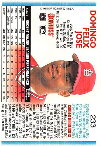 1992 Donruss Felix Jose #233 St Louis Cardinals