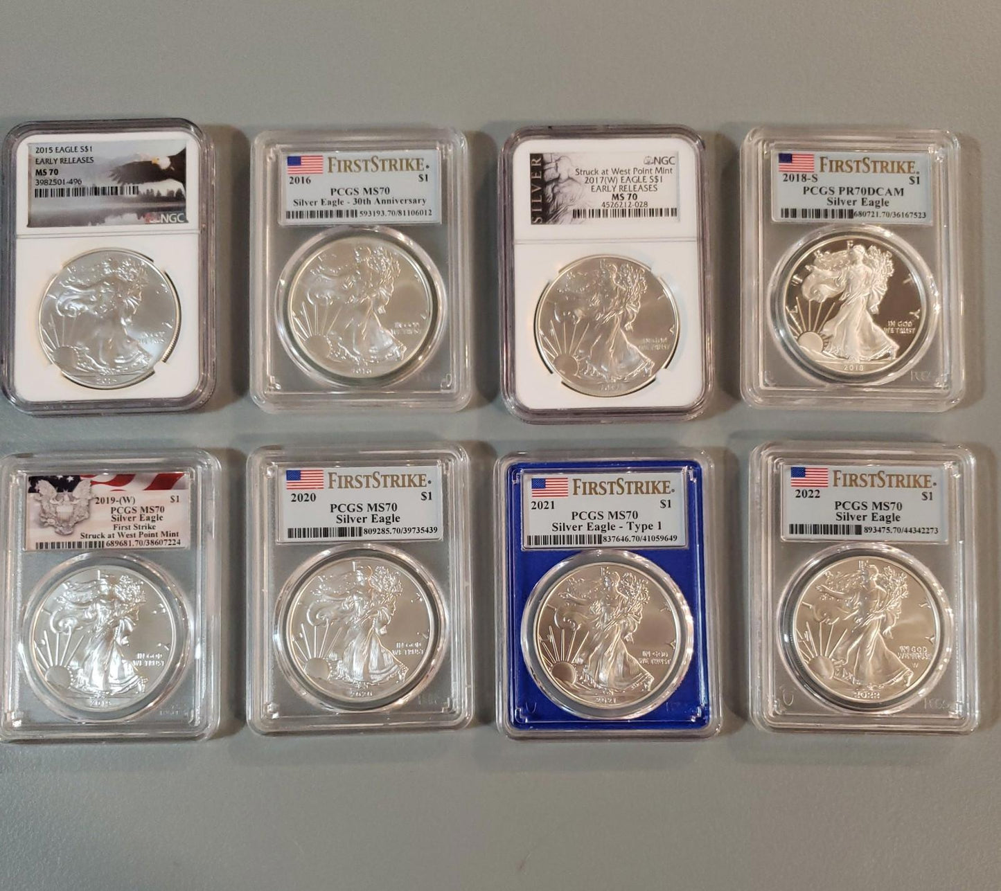 Silver Eagle Coins: High Grade- Lot of (39)