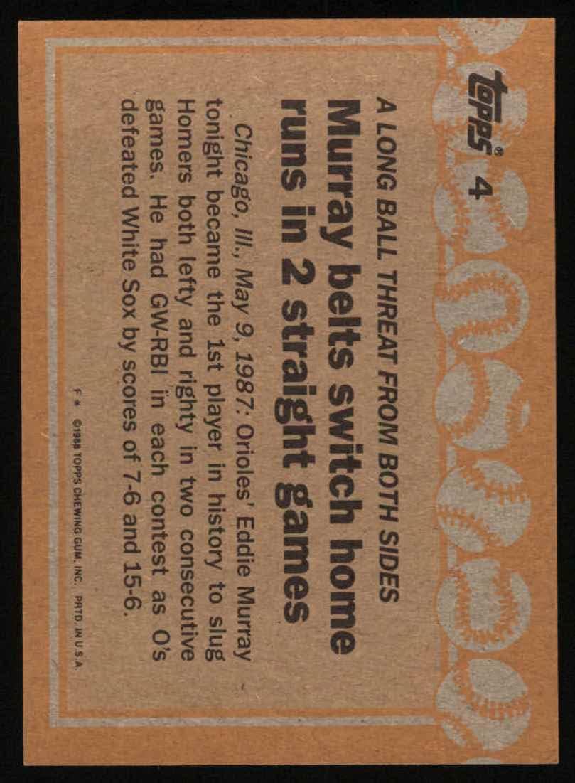1988 Topps #4b Eddie Murray Record Breakers Baltimore Orioles