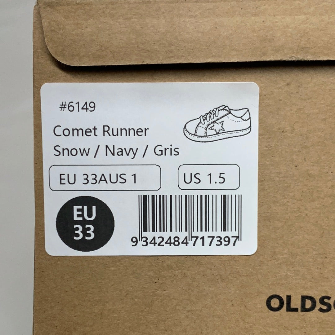 OLD SOLES Comet Runner Sneakers Kid’s Sz 1.5 EU 33 Snow/Navy/Gris #6149