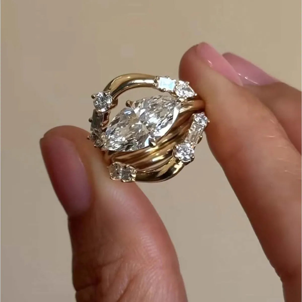 1 Carat Moissanite 925 Sterling Silver 3pcs Ring Set