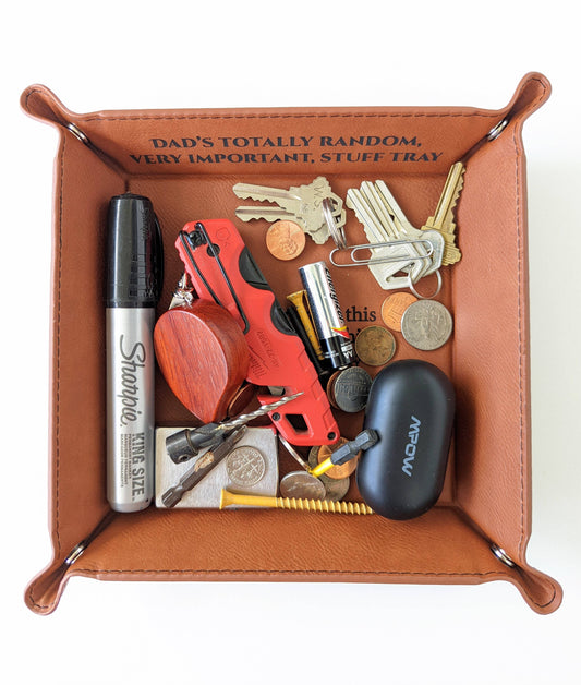 Dad's Stuff Tray - Vegan Leather Valet Tray - Catchall Tray