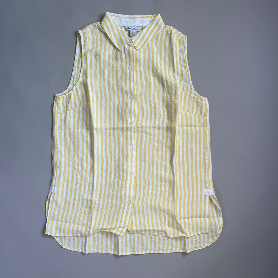 TOMMY BAHAMA Women's Cabana Stripe Shirt Sleeveless Island Sun Yellow Size S (New)