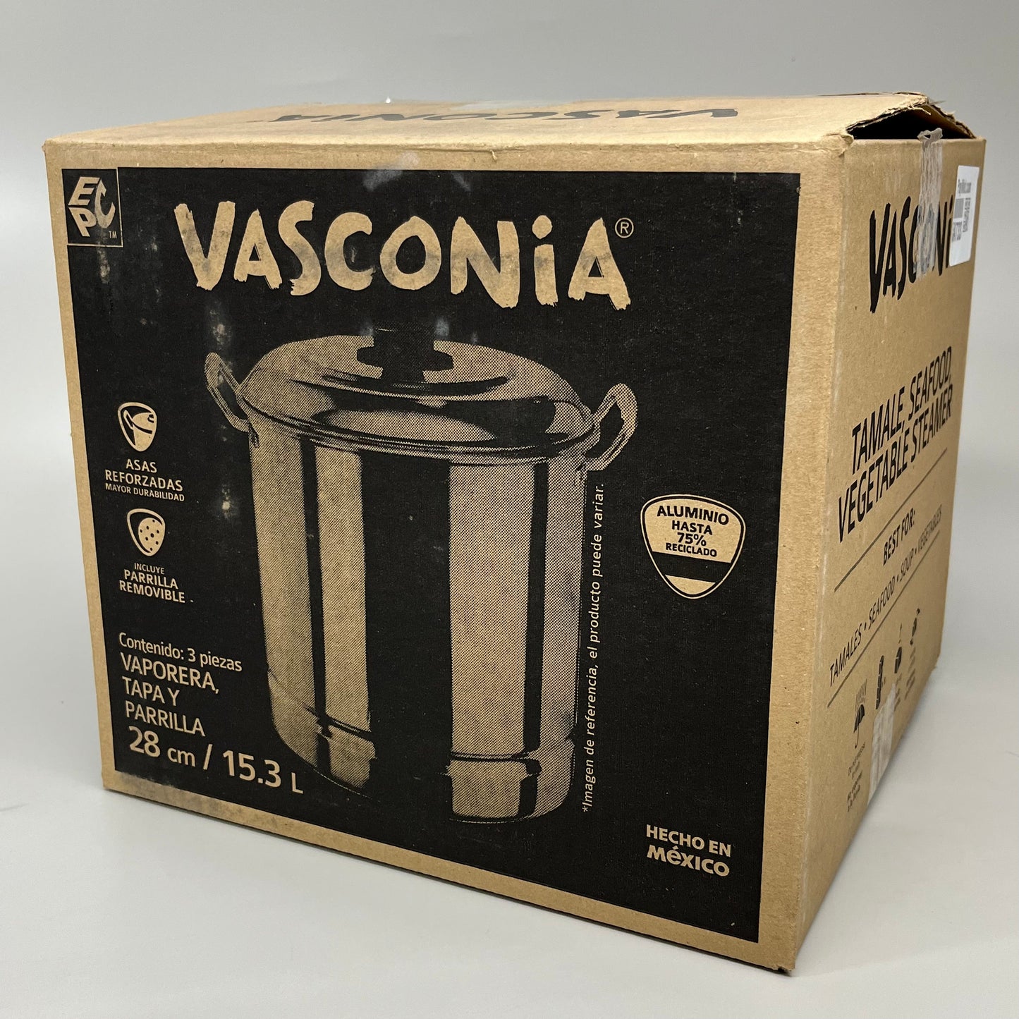 VASCONIA Steamerpot Lid and Tray Aluminum Stainless 16 qt Silver 713411 (New)