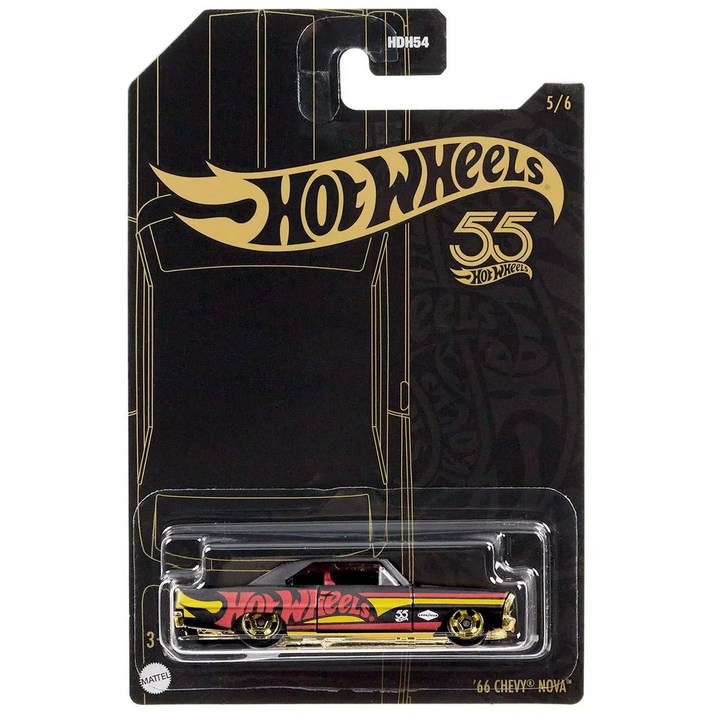 Hot Wheels Pearl & Chrome 2023 '66 Chevy Nova Diecast Car 5/6
