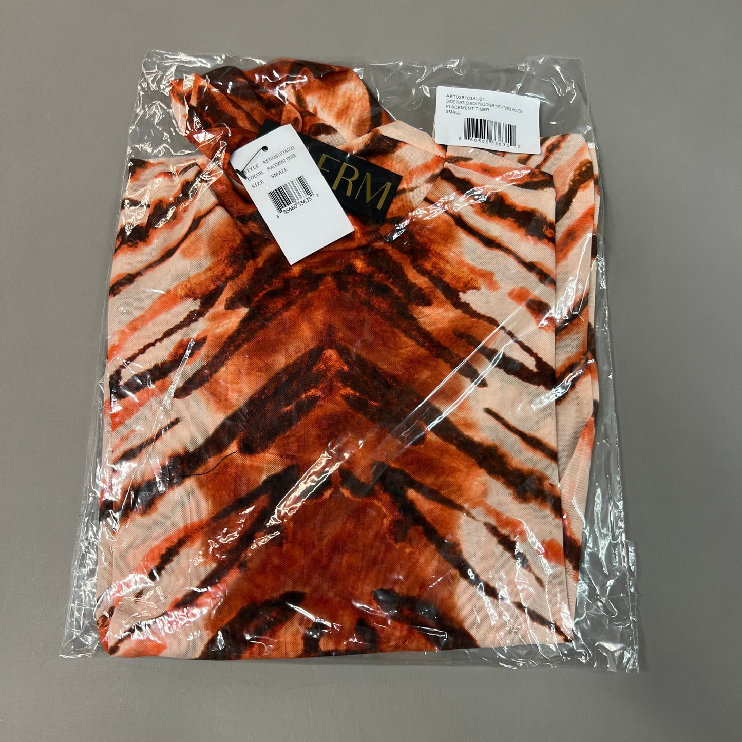 AFRM Zadie Turtleneck Pullover w/Thumb Holes Women's S Placement Tiger AET028103AU21 (New)