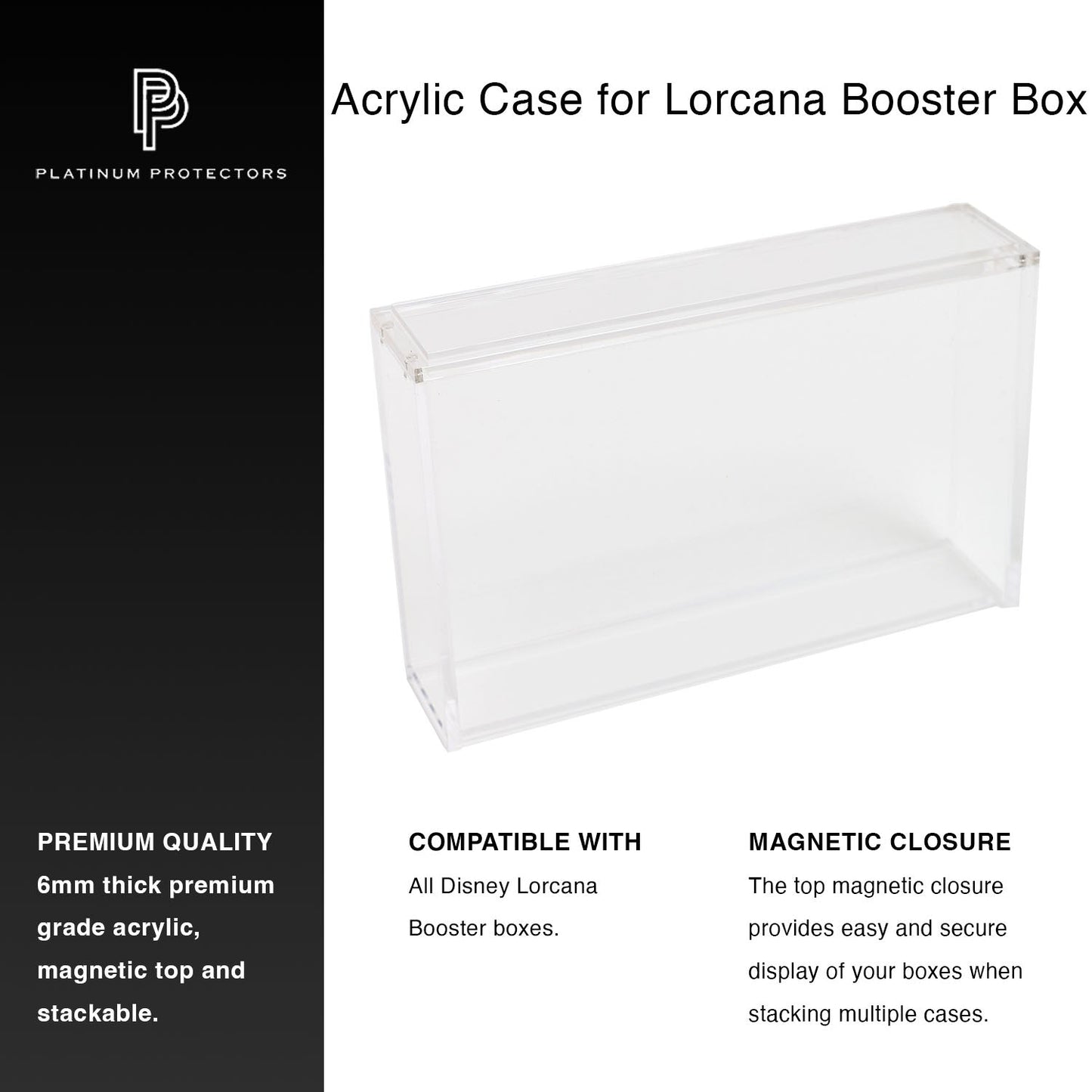 Premium Acrylic Case for Disney Lorcana Booster Box with Magnetic Top