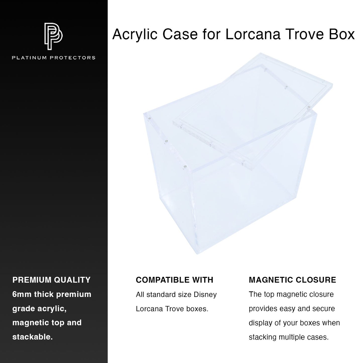 Premium Acrylic Case for Disney Lorcana Trove Box with Magnetic Top