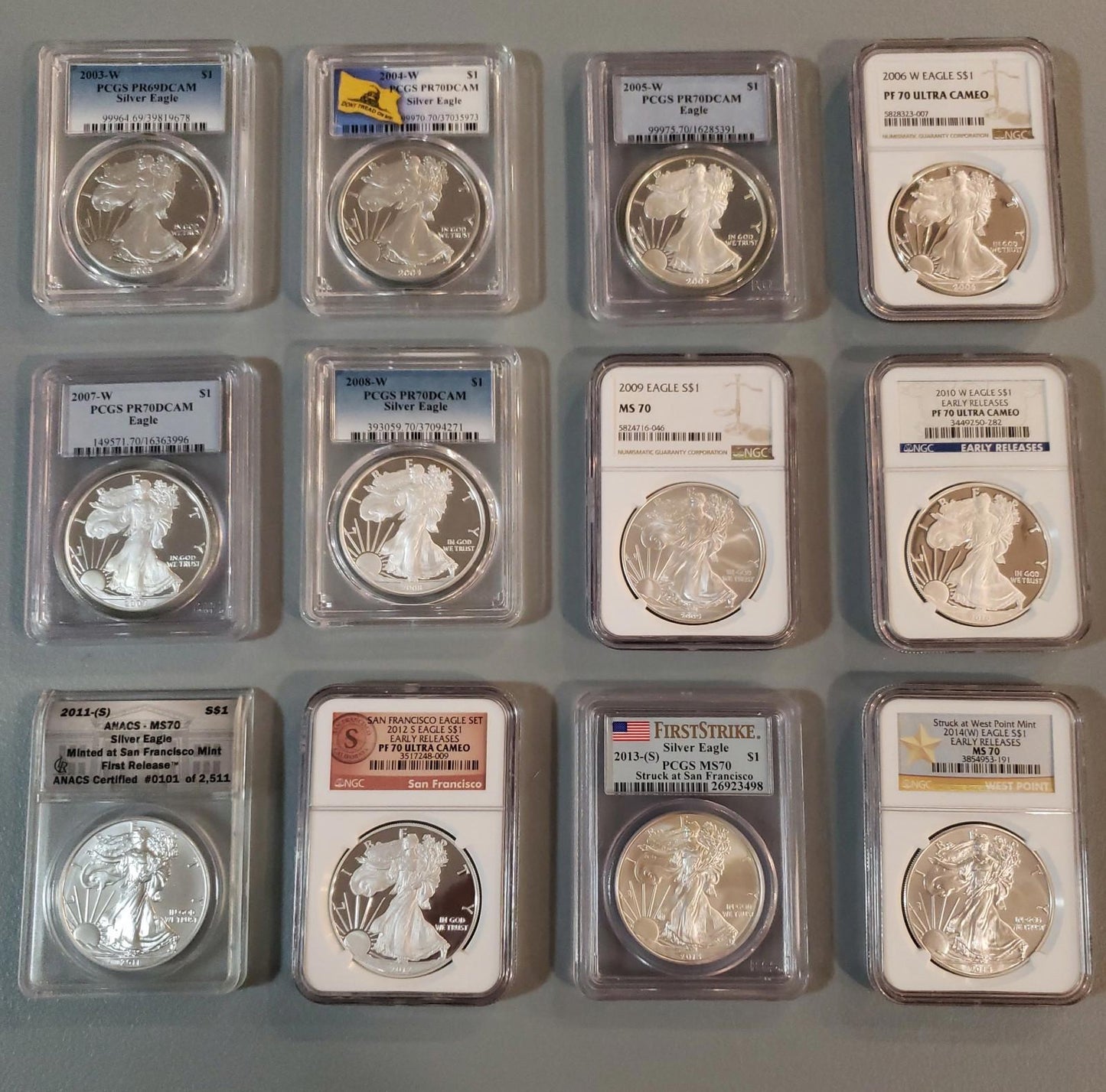 Silver Eagle Coins: High Grade- Lot of (39)