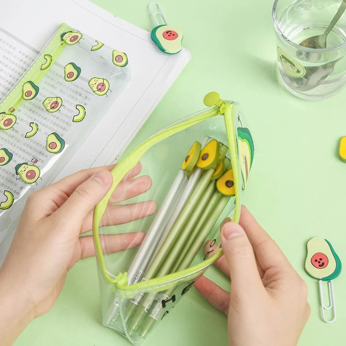 Cute Kawaii Avocado Pencil Case