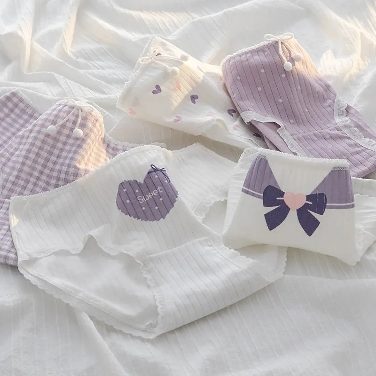 Cute Cartoon Bear Cotton Panties - Mid Waist Sexy Lingerie Set