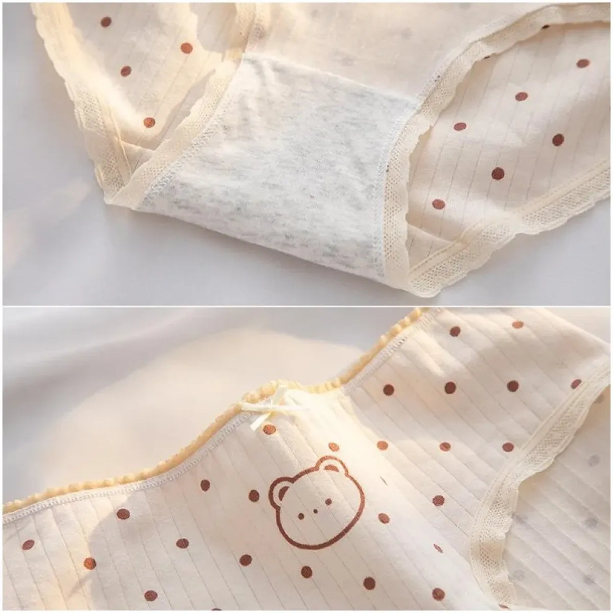 Cute Cartoon Bear Cotton Panties - Mid Waist Sexy Lingerie Set