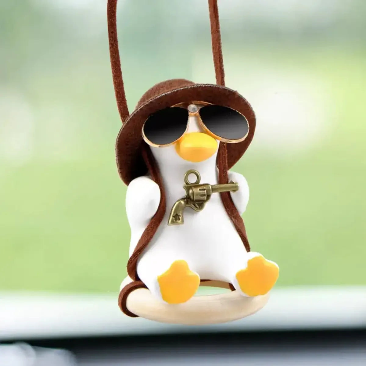 Cute Anime Cowboy Duck Car Pendant