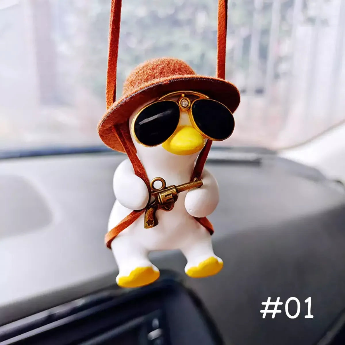 Cute Anime Cowboy Duck Car Pendant