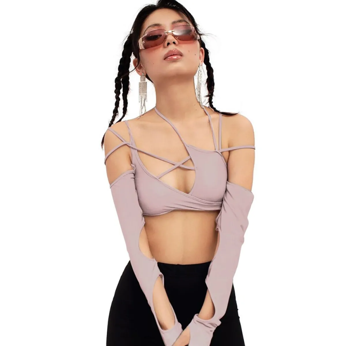 Cyber Punk Long Sleeve Crop Top