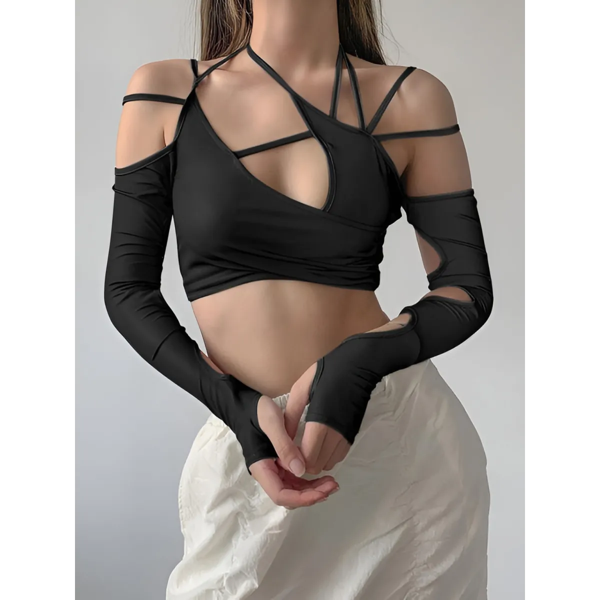 Cyber Punk Long Sleeve Crop Top