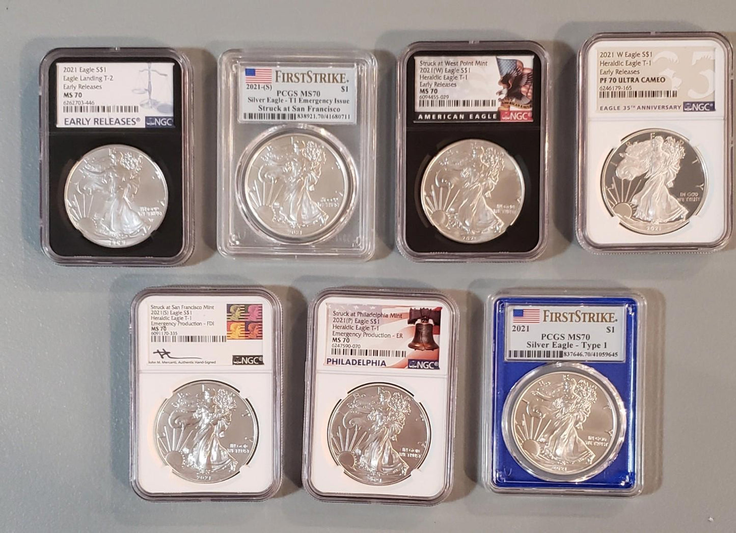 Silver Eagle Coins: High Grade- Lot of (39)