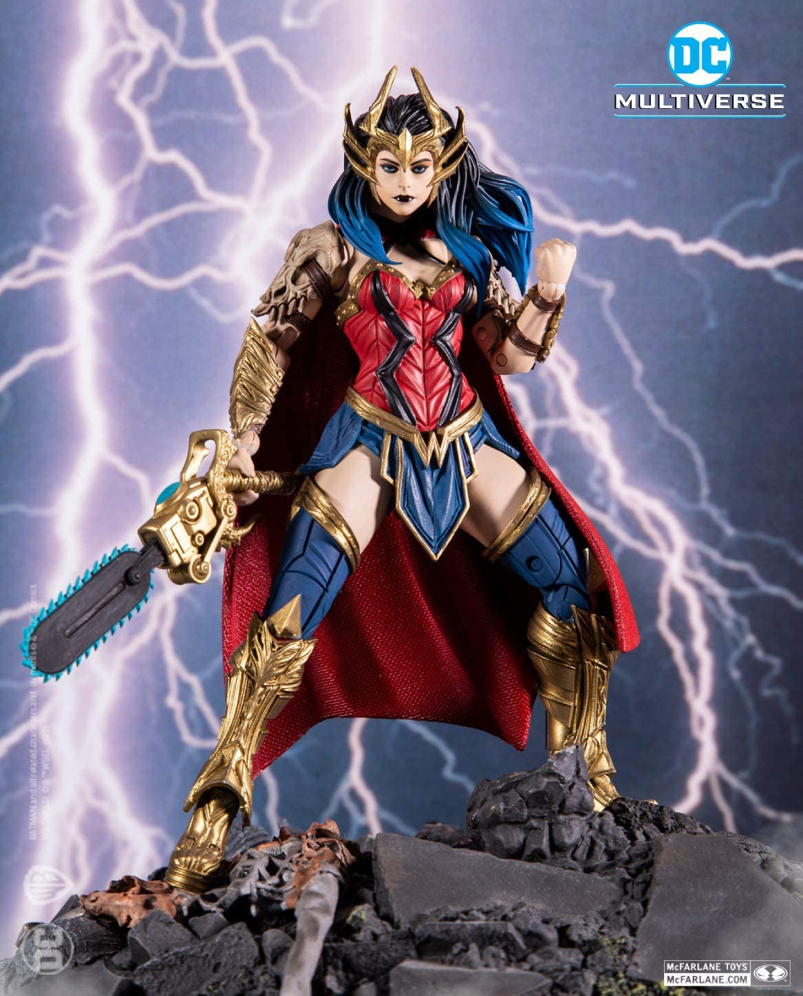 - DC Multiverse Dark Nights: Death Metal Wonder Woman 7" Action Figure with Build-A ‘Darkfather’ Parts and Accessories