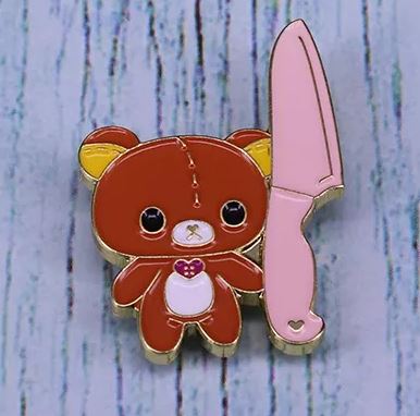 Cute Bear with Knife Meme Enamel Pins Near Me