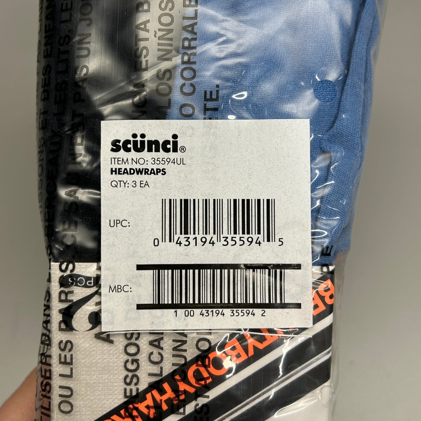 SCUNCI 3-PACK! Super Comfy Headwraps Blue and Black 2-Pieces (New)