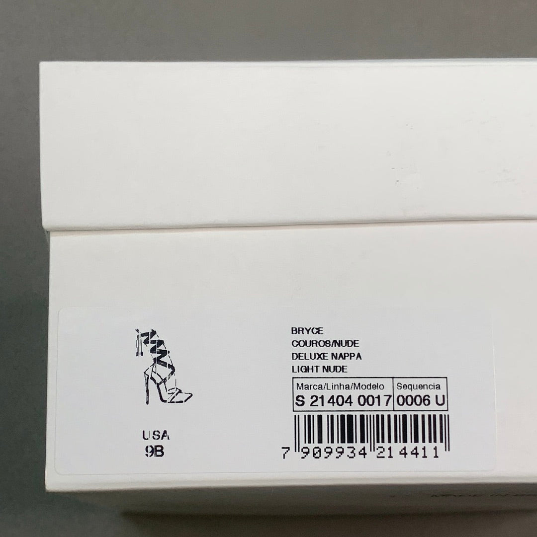 SCHUTZ Bryce Ankle Tie Women's Leather High Heel Sandal Light Nude Sz 9B (New)