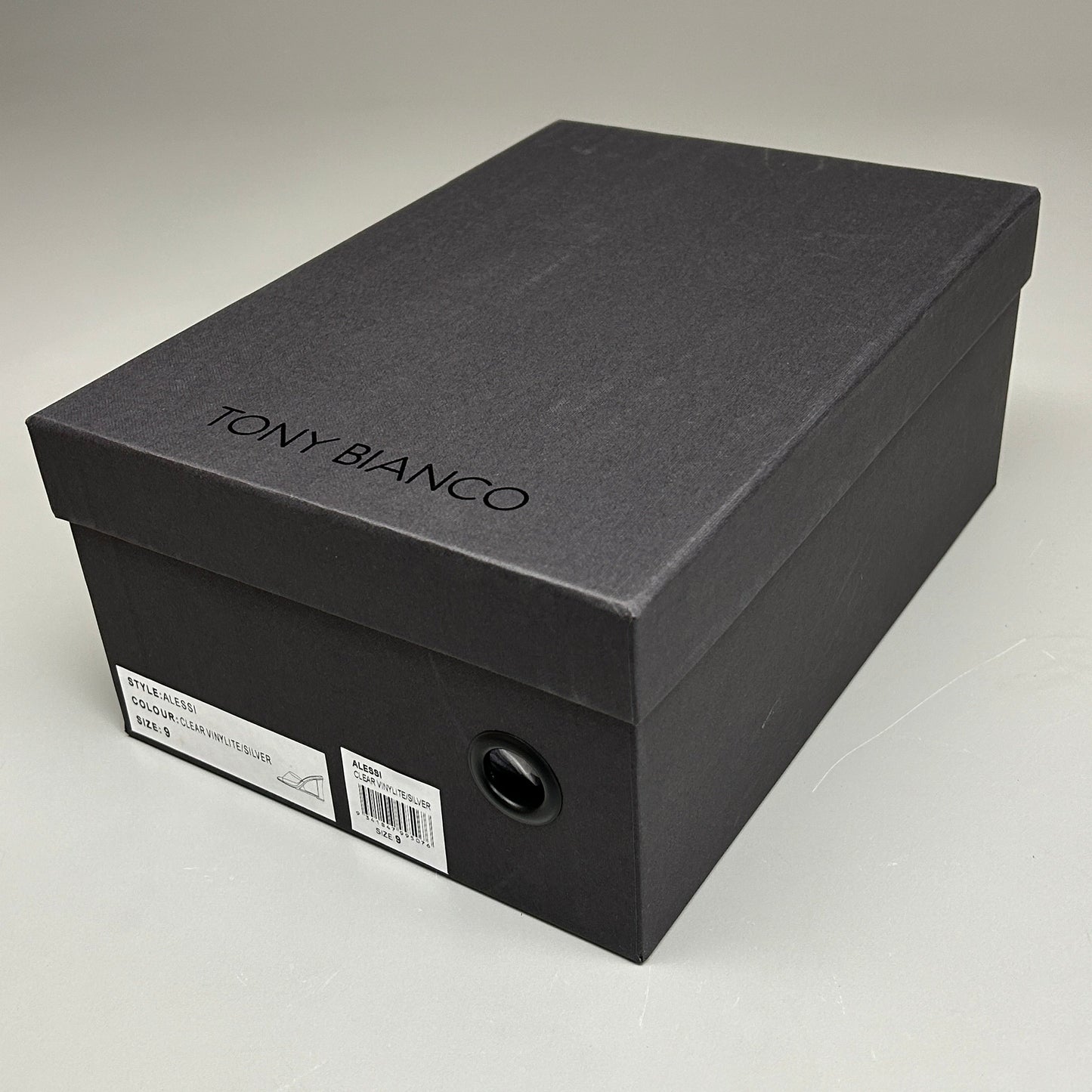 TONY BIANCO Alessi Clear Vinylite/Silver Wedges Women's Heels Sz 9 (New)