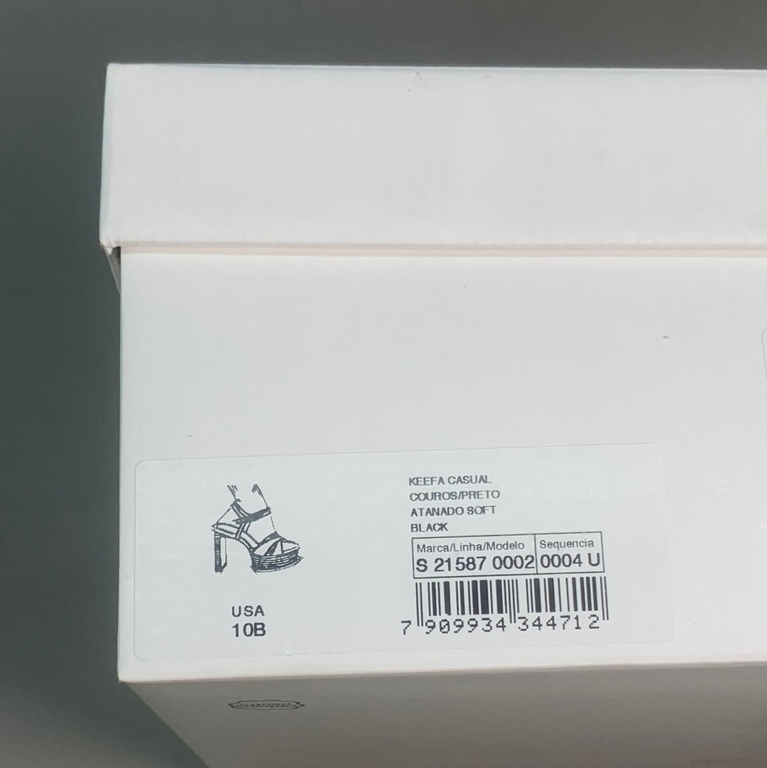 SCHUTZ Keefa Casual Women's Leather Sandal Black Platform 4" Heel Shoes Sz 10B (New)