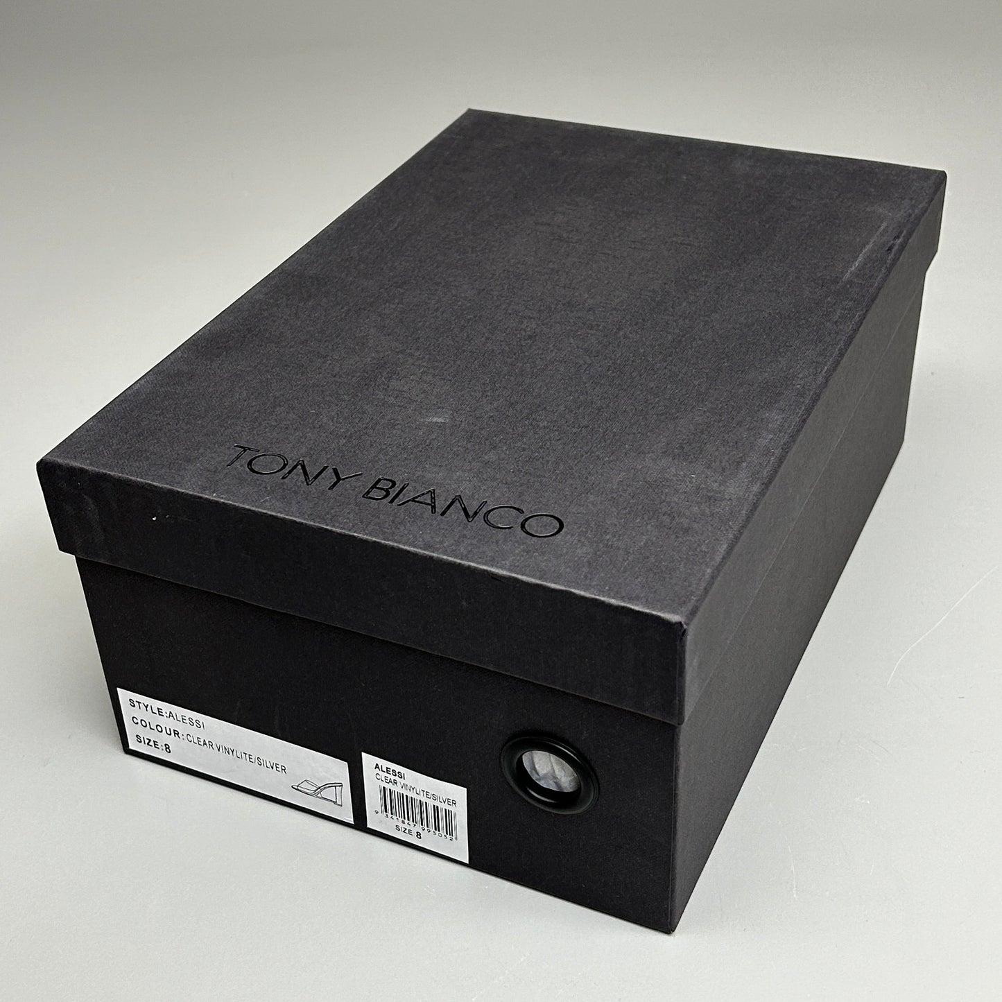 TONY BIANCO Alessi Clear Vinylite/Silver Wedges Women's Heels Sz 8 (New)