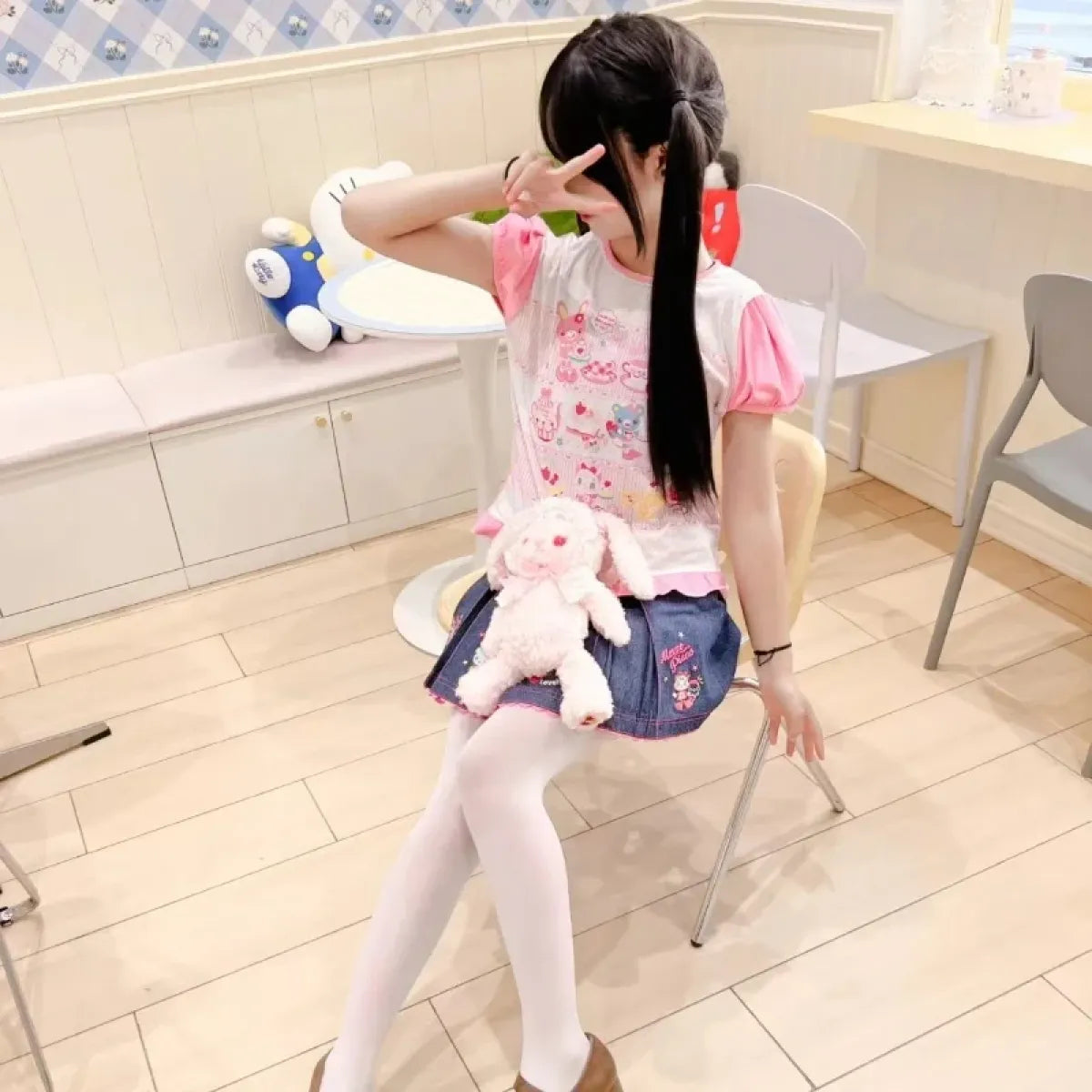 Cute Japanese Print T-Shirt – Colorful Kawaii Summer Top for Girls