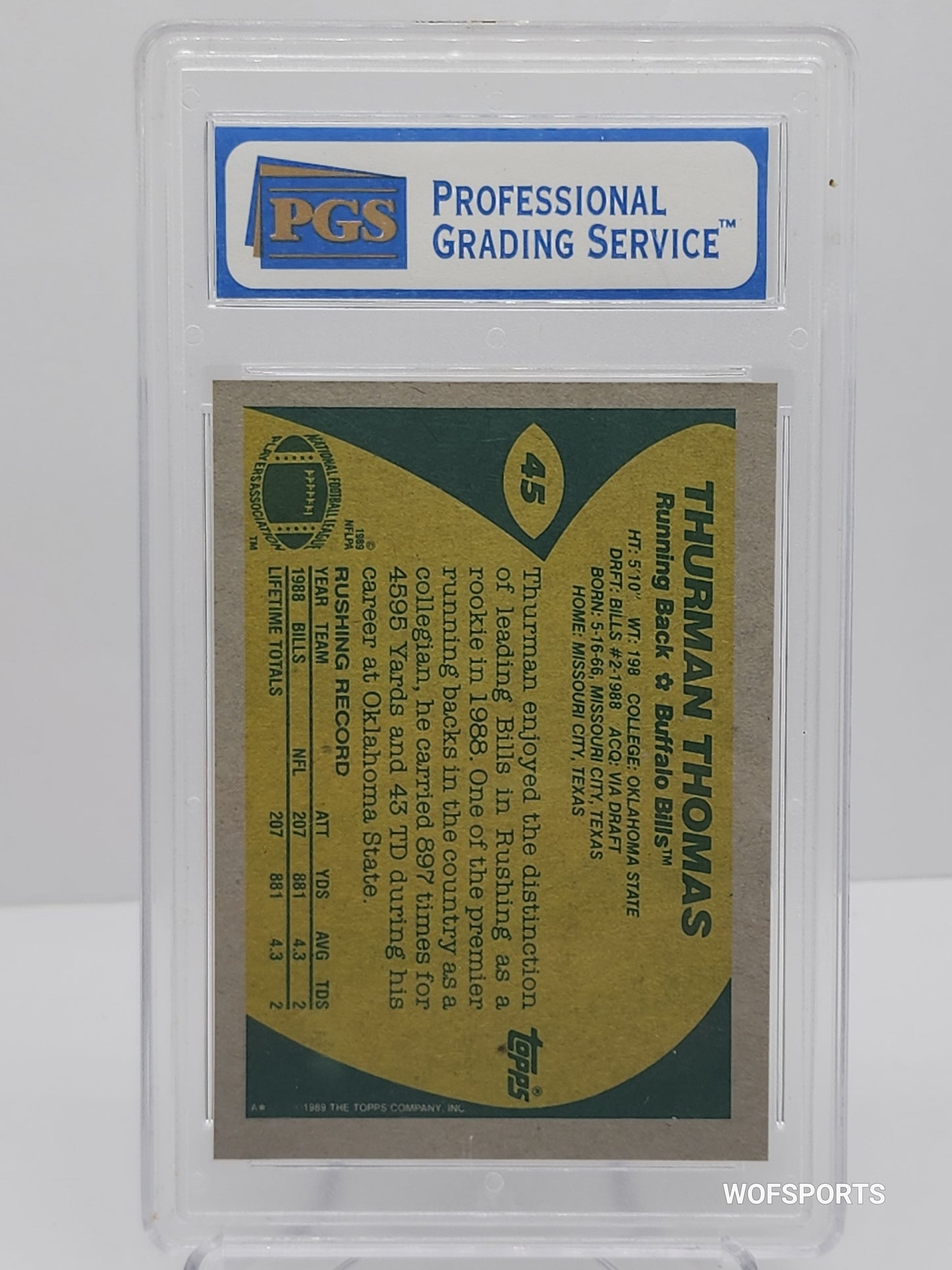 1989 Topps Super Rookie Thurman Thomas #45 Buffalo Bills PGS 8 NM-MT