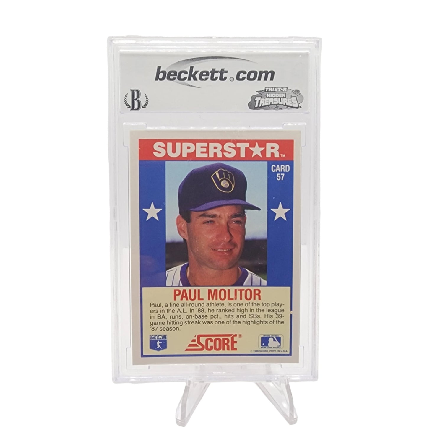 1989 Score Hottest 100 Stars Paul Molitor #57 Milwaukee Brewers BCCG 9 Mint