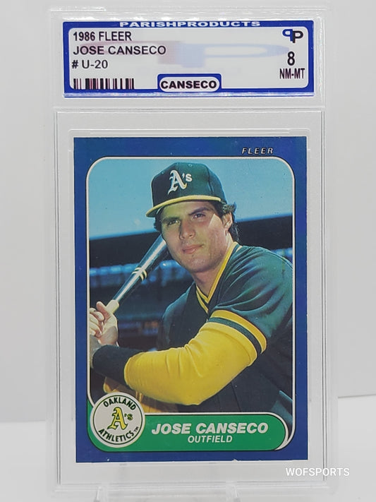 1986 Fleer Update #U-20 Jose Canseco Baseball Card Parish 8